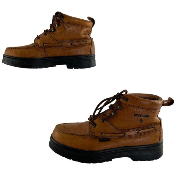 Men's Wolverine Brown Leather Steel Toe Work Boots Size 7.5 M - Picture 2 of 7
